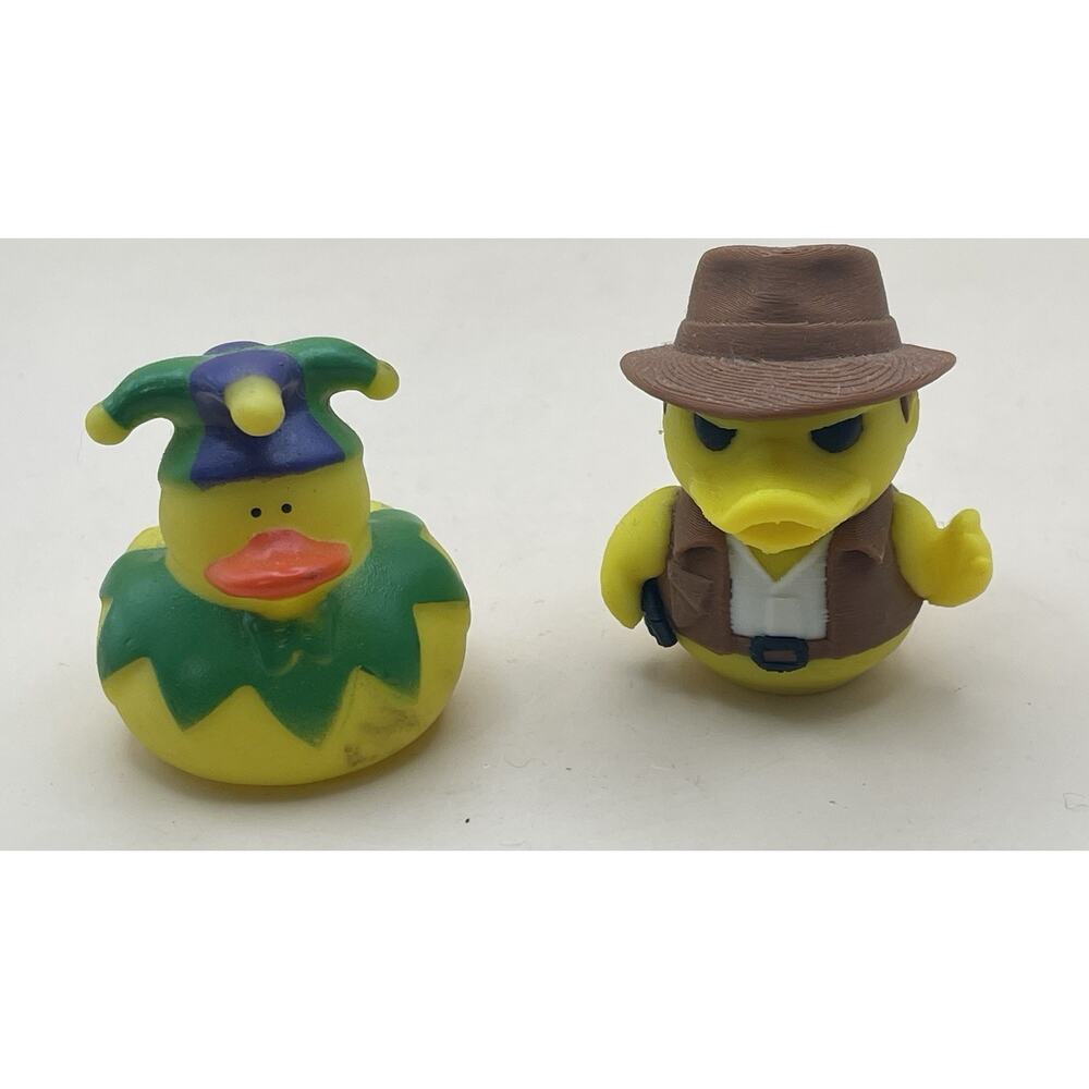 Mardi Gras Jester & Cowboy Rubber Duck Lot Novelty Bath Toy Desk Decor